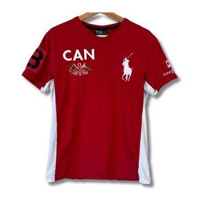 Polo Ralph Lauren Canada National Shirt Logo 2014 Racing Casual Red White Medium